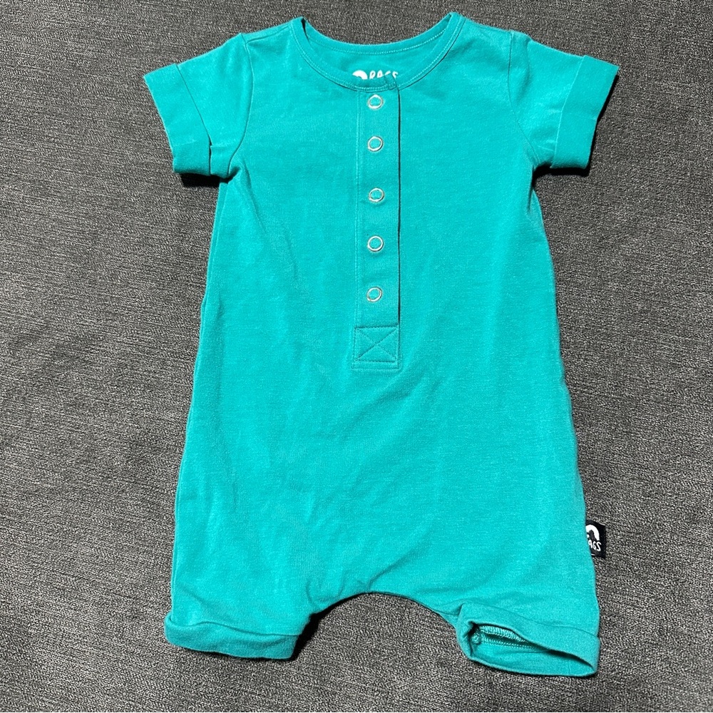 Rags Teal Short Sleeve Baby Romper size 3-6 months